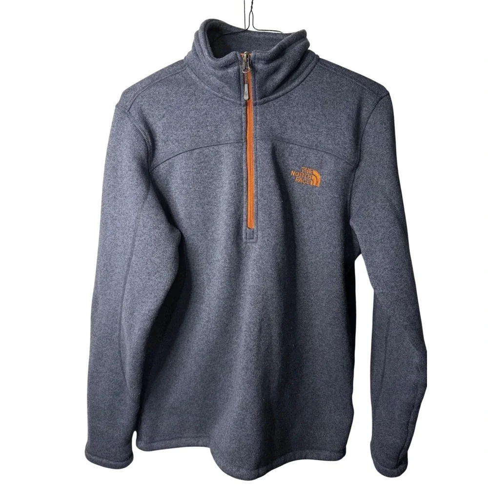 The North Face Men Medium Blue‎ Fleece 1/4 Zip Pullover Jacket Embroidered Logo